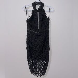 BARDOT black halter neck lace dress size 6